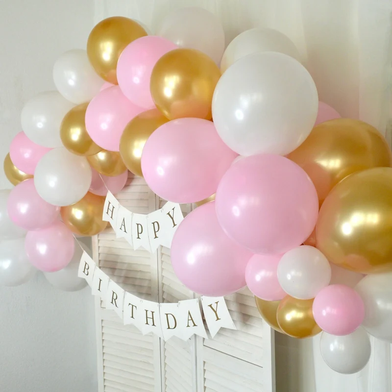 Ballongirlanden-Kit DIY Gold-Rosa