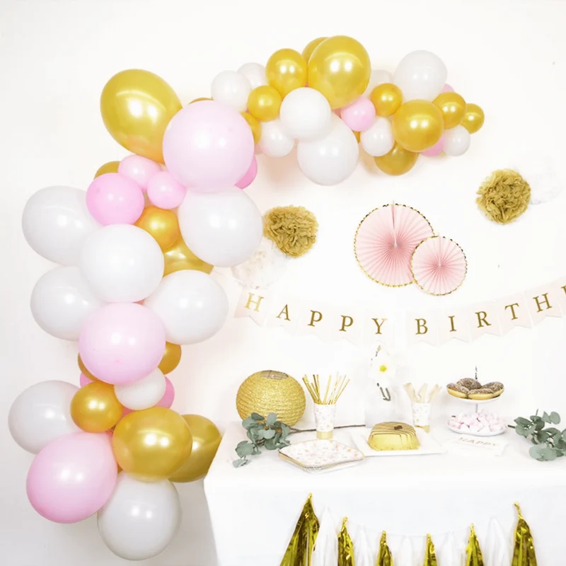 Ballongirlanden-Kit DIY Gold-Rosa