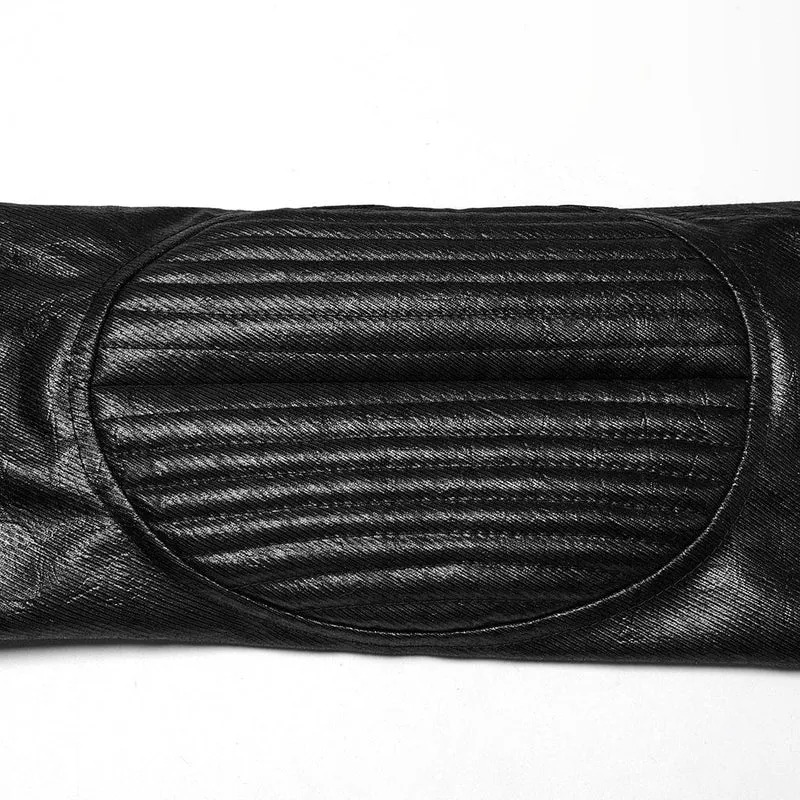 Abnehmbarer Punk-Mantel aus Kunstleder mit Rüschen für Herren