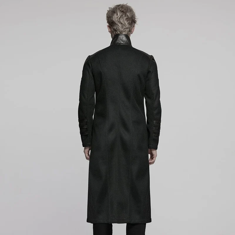 Herren Cyberpunk Stehkragen Mesh Splice Kunstledermantel