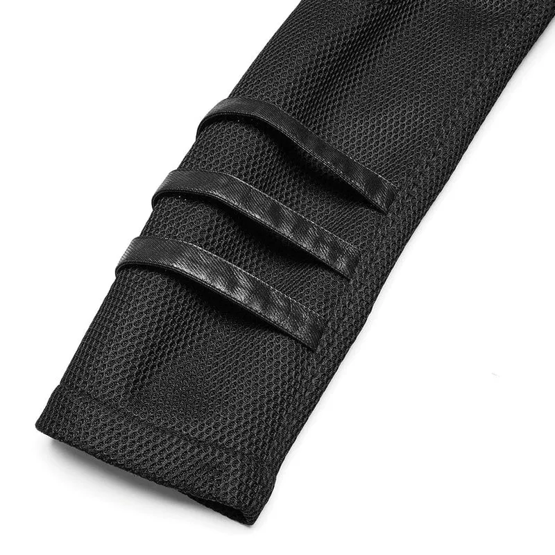 Herren Cyberpunk Stehkragen Mesh Splice Kunstledermantel