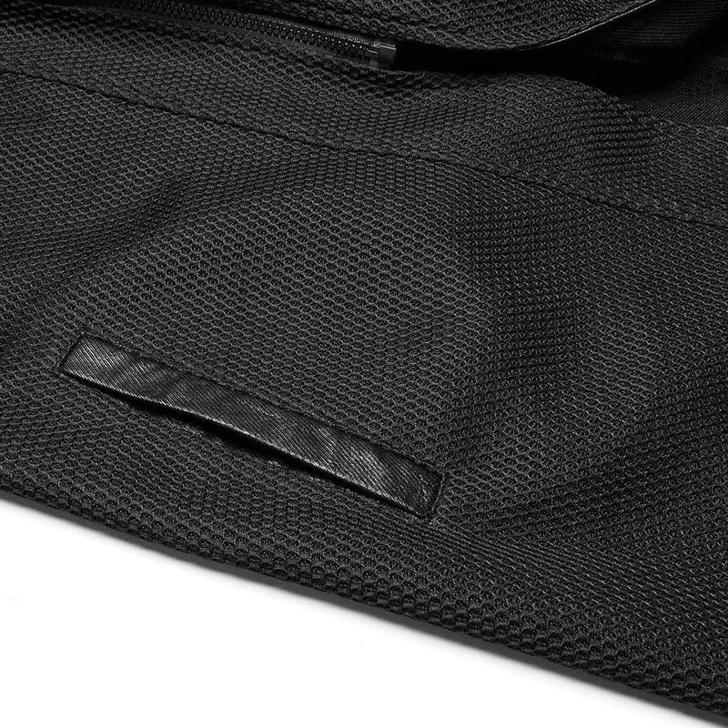 Herren Cyberpunk Stehkragen Mesh Splice Kunstledermantel