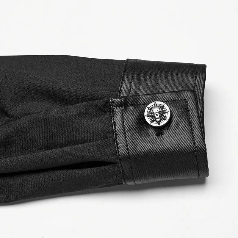 Herrenhemd mit Punk-Muster und Schnallenriemen aus Kunstleder