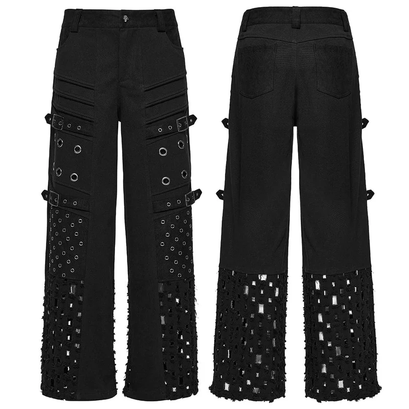 Zerrissene Punk-Hose mit Ösen für Herren