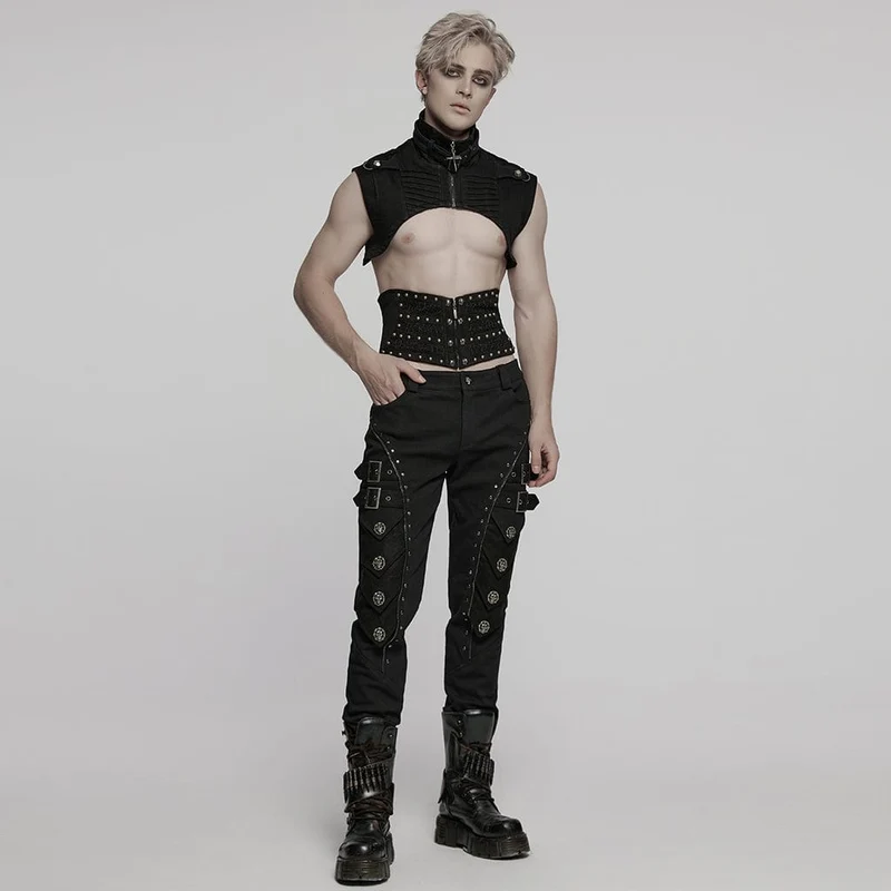 Punk-Umhang mit Stehkragen und Nieten für Herren