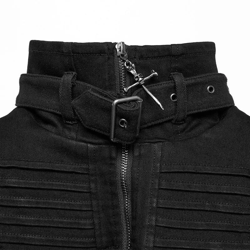 Punk-Umhang mit Stehkragen und Nieten für Herren