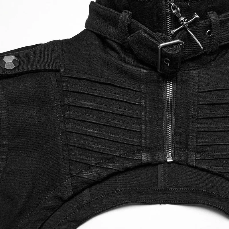 Punk-Umhang mit Stehkragen und Nieten für Herren