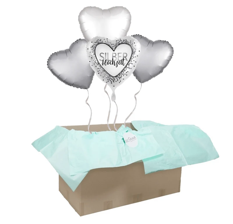 Heliumballon-Geschenk "Silberhochzeit"