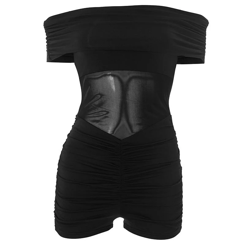 Ruched off shoulder romper