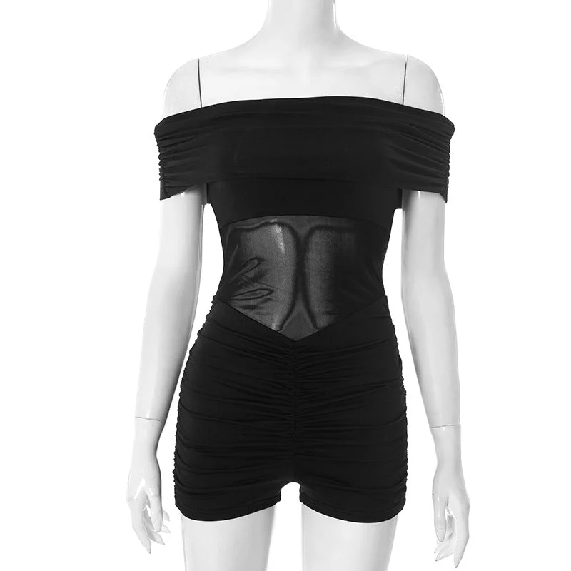 Ruched off shoulder romper