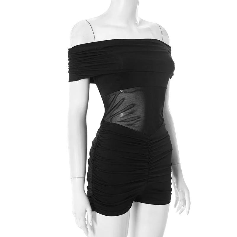 Ruched off shoulder romper