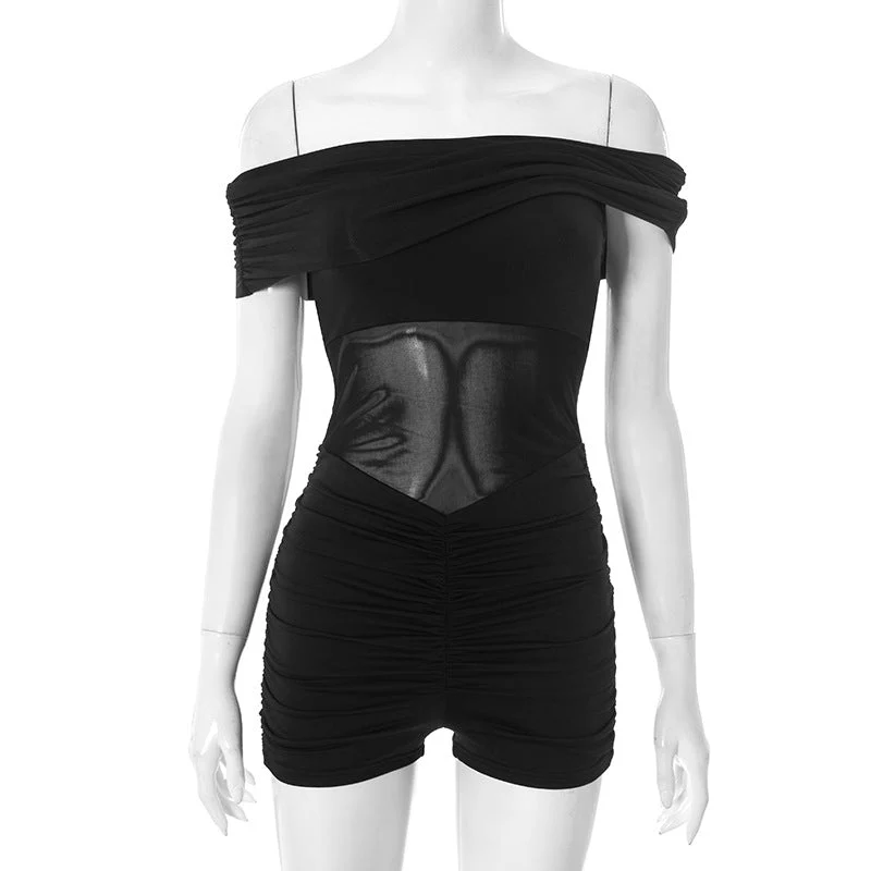 Ruched off shoulder romper