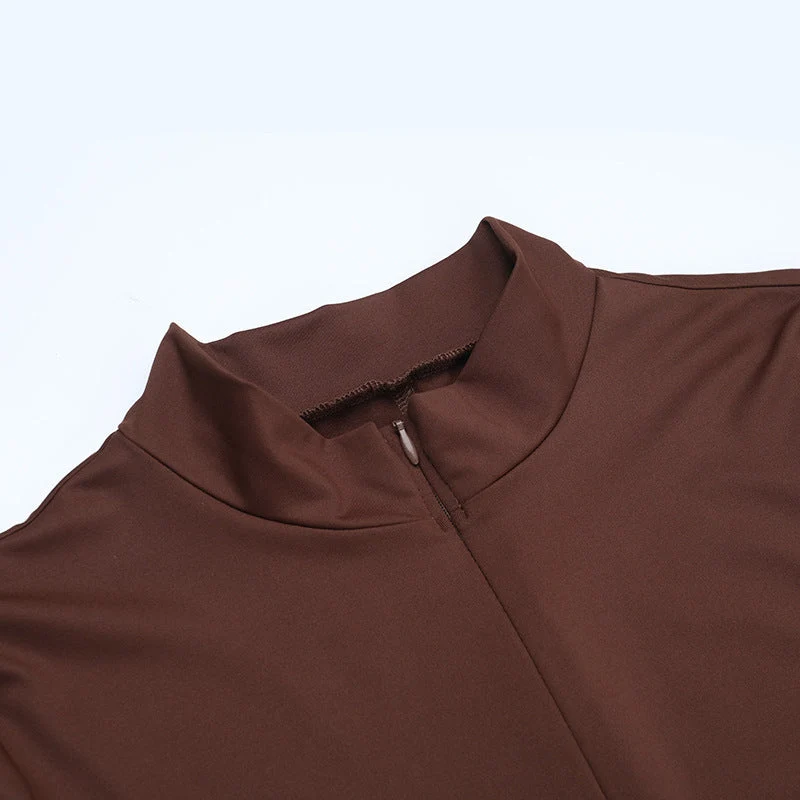 Gloves long sleeve crewneck zip-up solid jumpsuit