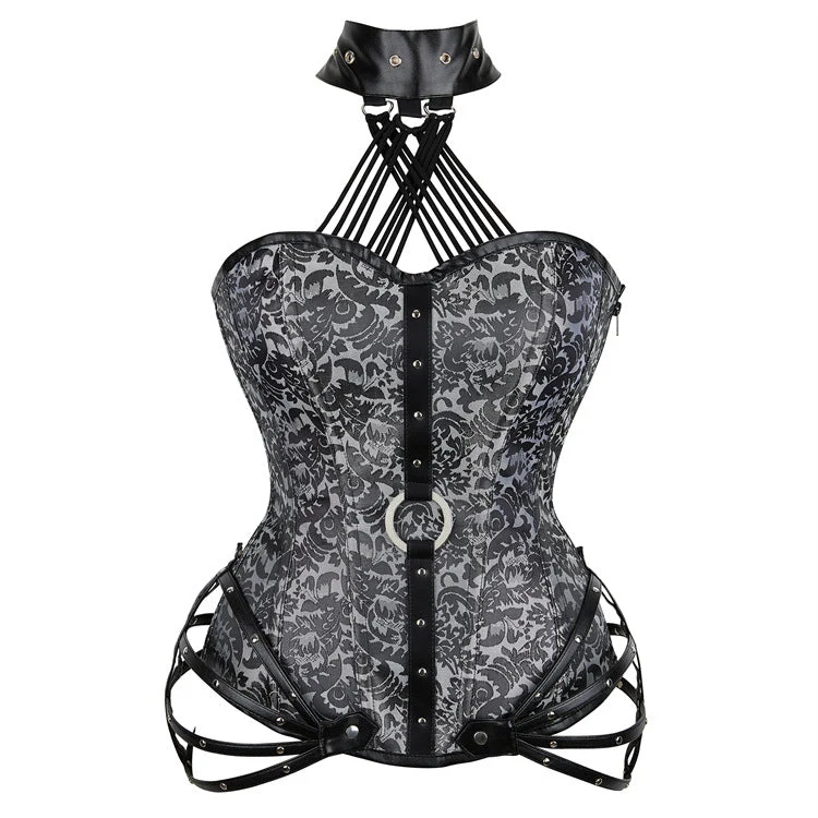 Halter o ring corset lace up top