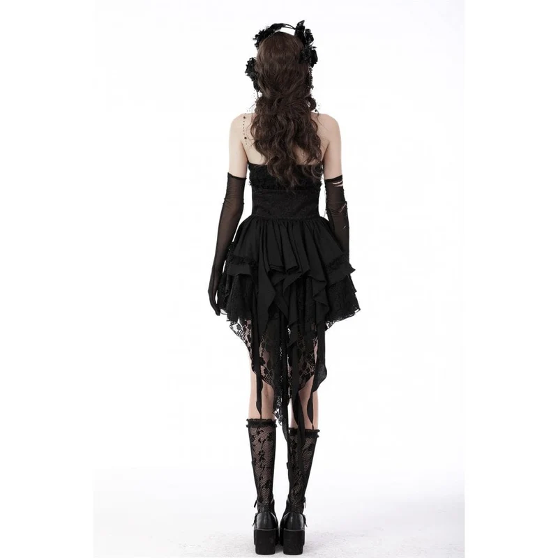 Gothic High/Low Multilayer-Spitzen-Tunika-Rock für Damen