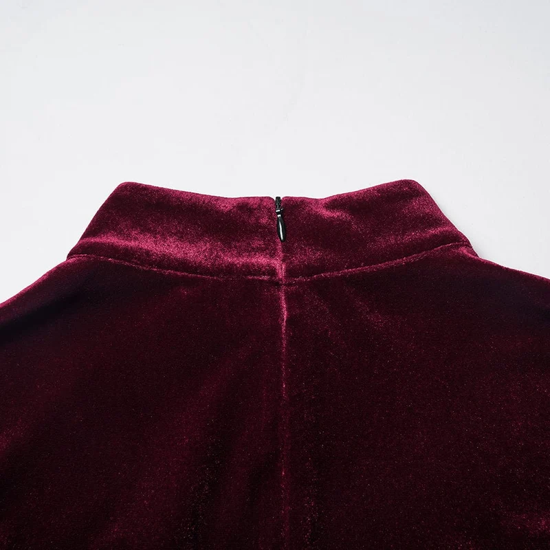 Gothic-Kleid mit Farbverlauf aus Samt für Damen in Rot