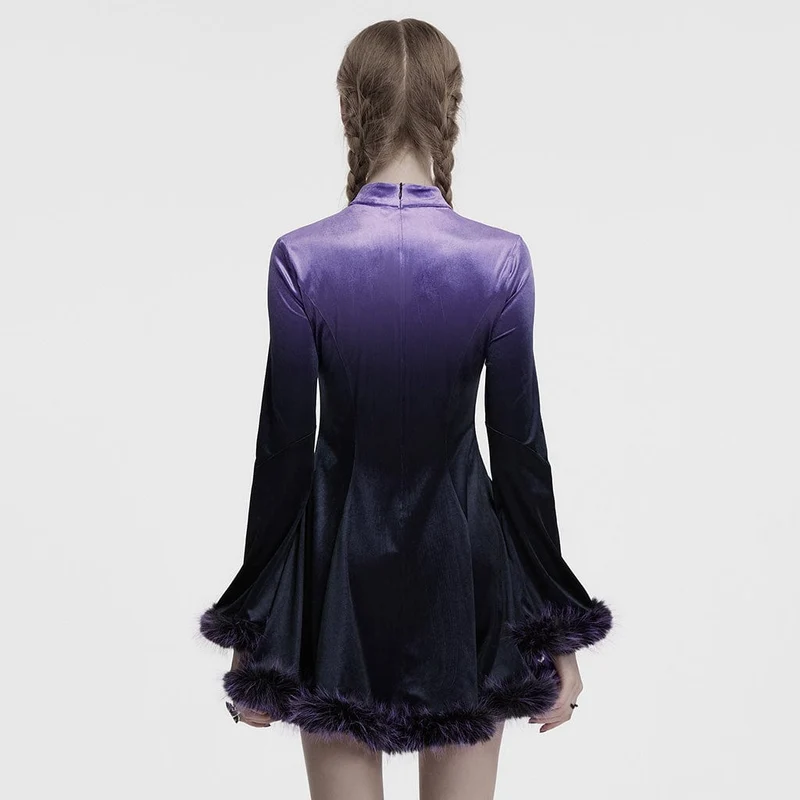Gothic-Kleid mit Farbverlauf aus Samt für Damen, Lila