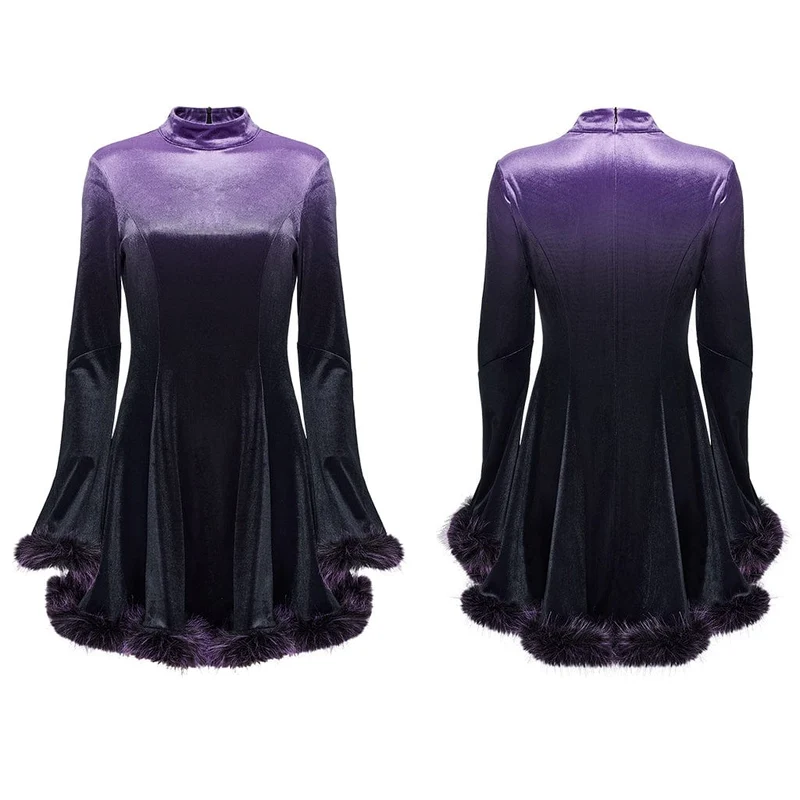 Gothic-Kleid mit Farbverlauf aus Samt für Damen, Lila