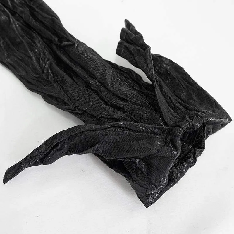 Herren Gothic Vintage Drape Kunstleder Schwarzes Hemd