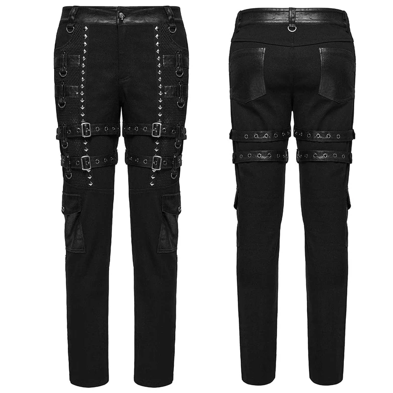 Herrenhose mit Punk-Schnallenriemen und Nieten