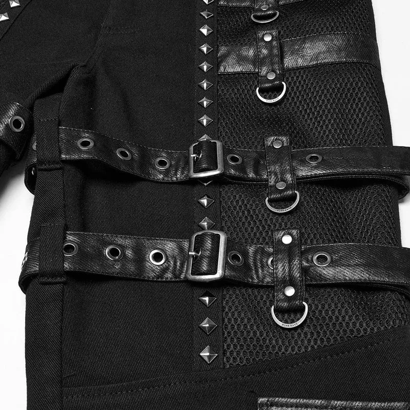 Herrenhose mit Punk-Schnallenriemen und Nieten