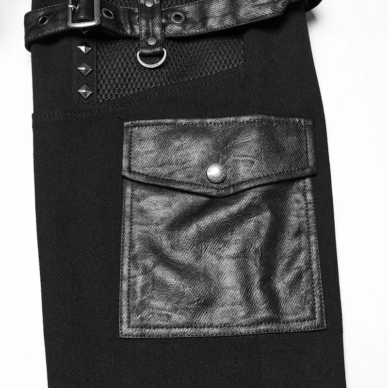 Herrenhose mit Punk-Schnallenriemen und Nieten