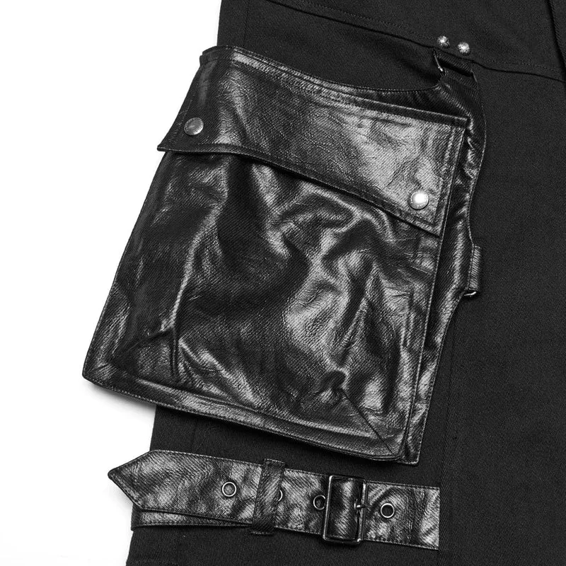 Punk-Shorts aus Kunstleder mit großen Taschen für Herren