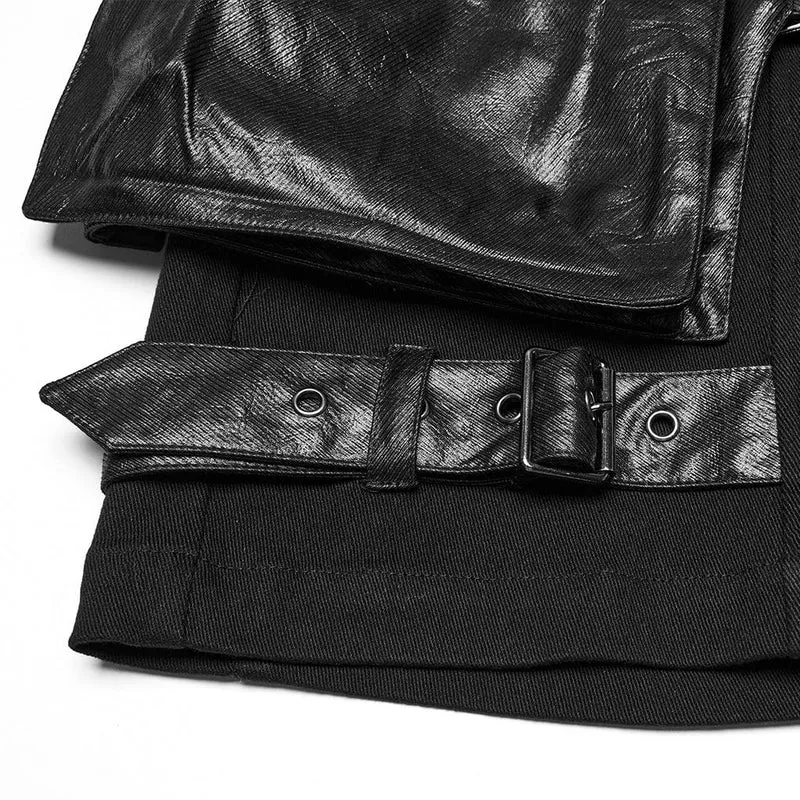 Punk-Shorts aus Kunstleder mit großen Taschen für Herren