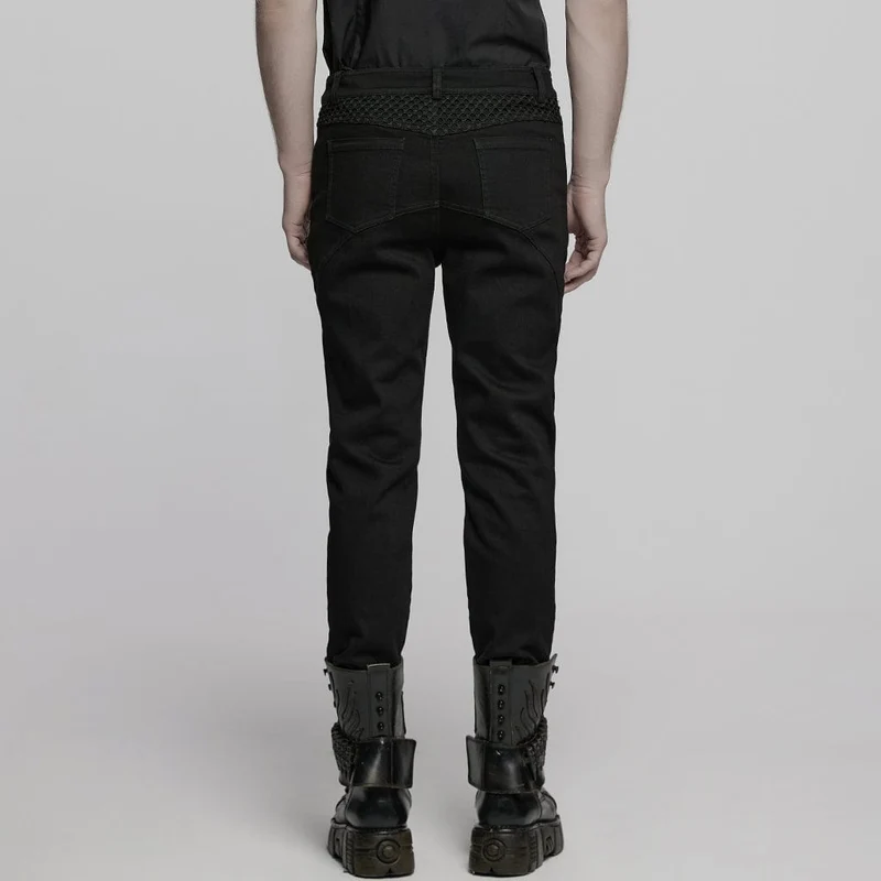Herren Punk Plissee Mesh Splice Hose