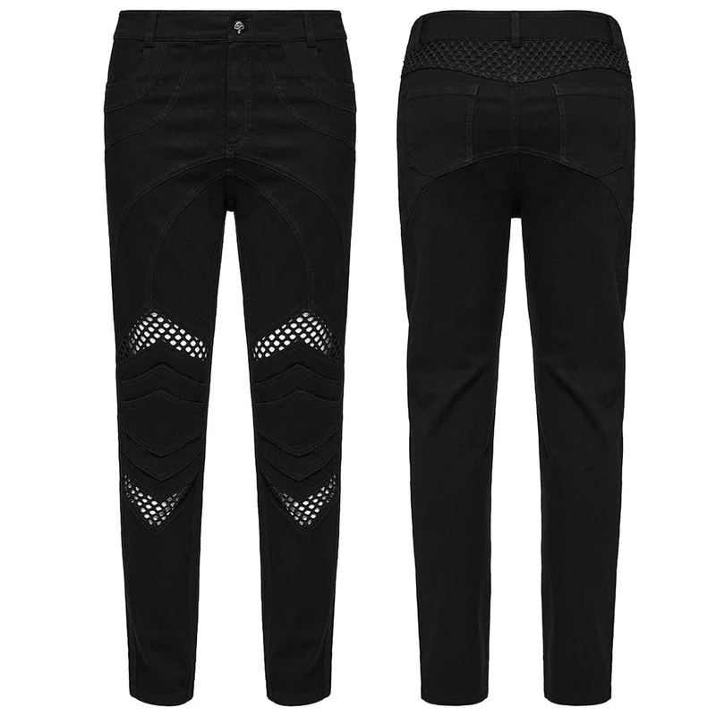 Herren Punk Plissee Mesh Splice Hose