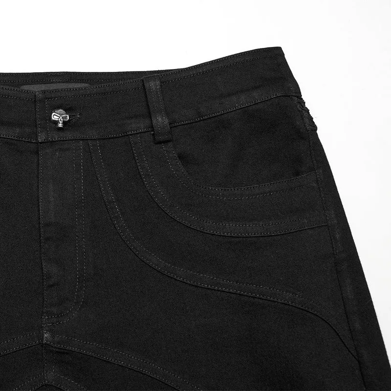 Herren Punk Plissee Mesh Splice Hose