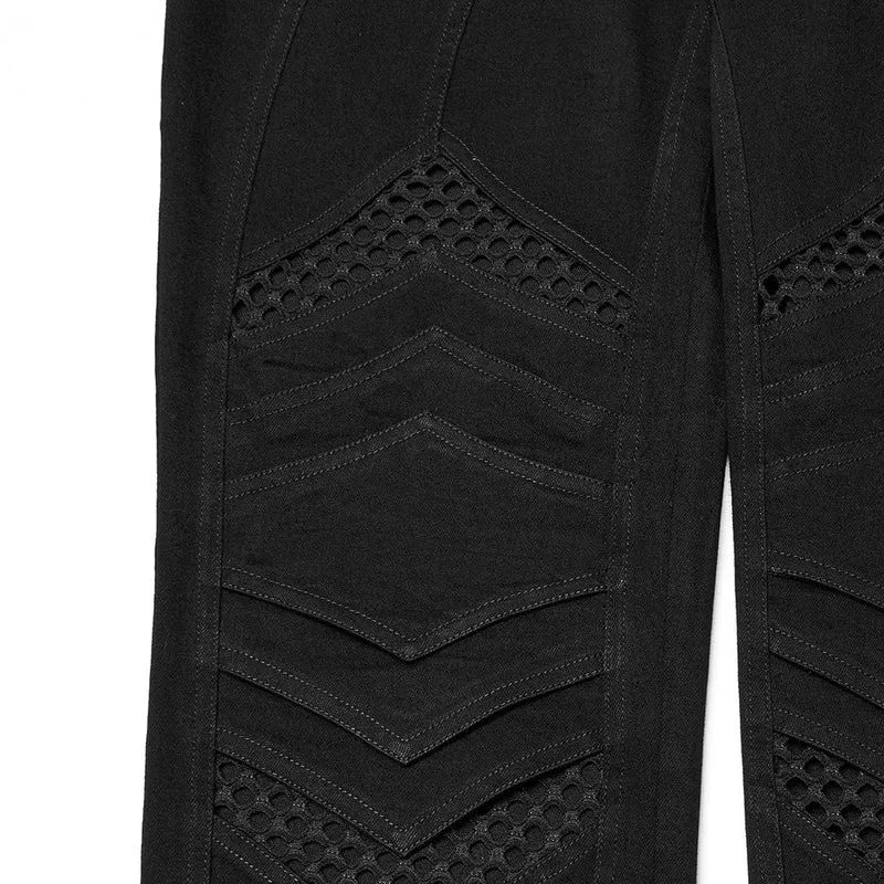 Herren Punk Plissee Mesh Splice Hose