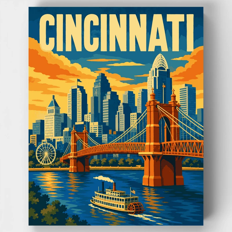 Roebling Bridge Skyline - Paint by Numbers Kit