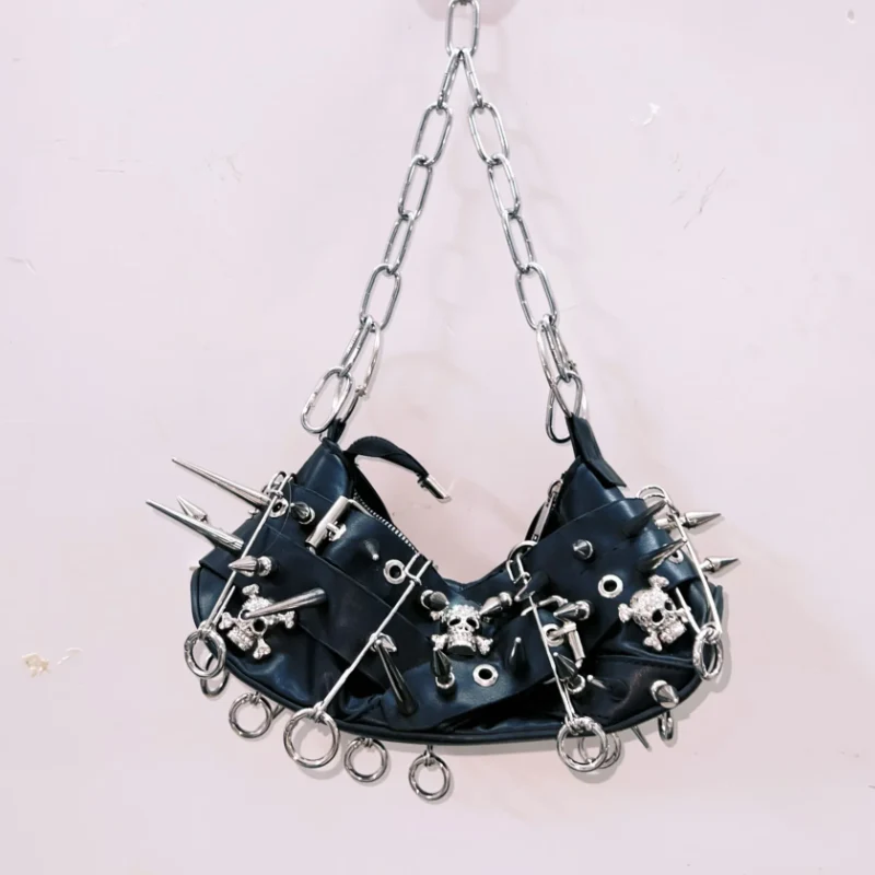 Leather lace up metal chain rivet applique top