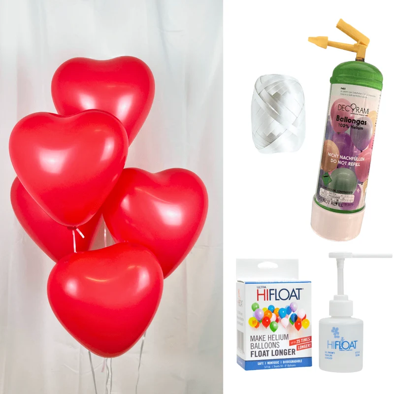 Helium-Set Herzen inkl. Hi-Float
