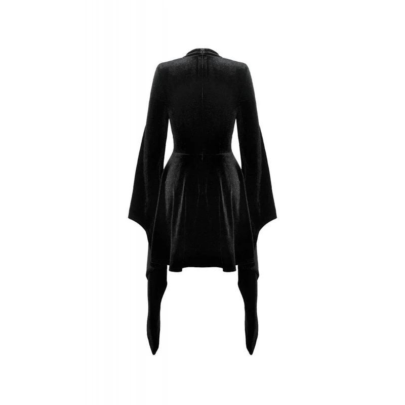 Damen-Brautkleid im Gothic-Stil mit ausgestellten Ärmeln, Spinnennetz und Spleiß-Samt