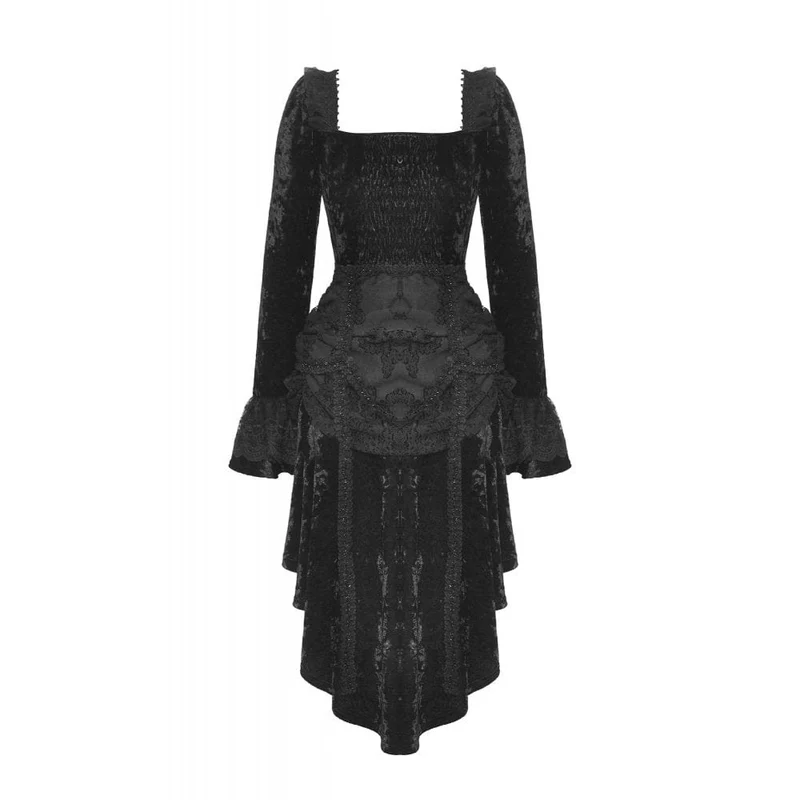 Damen-Gothic-Lagen-High-Low-Samtkleid