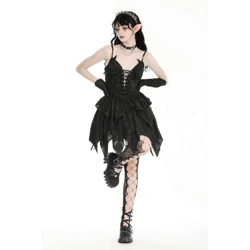 Gothic-Kleid für Damen mit unregelmäßigem, tiefem Ausschnitt, Halloween-Kleid, Abschlusskleid