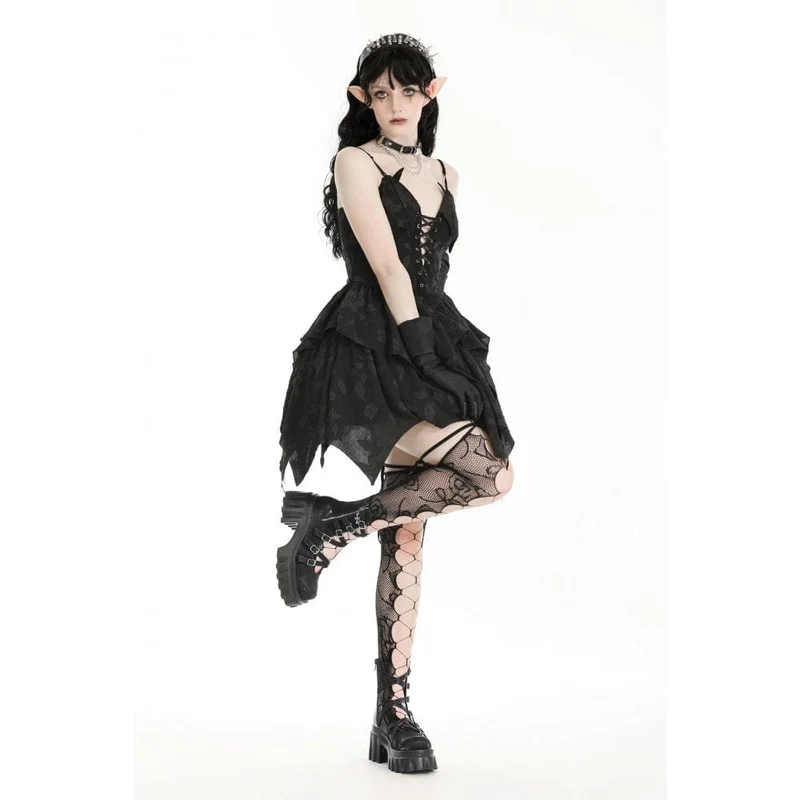 Gothic-Kleid für Damen mit unregelmäßigem, tiefem Ausschnitt, Halloween-Kleid, Abschlusskleid