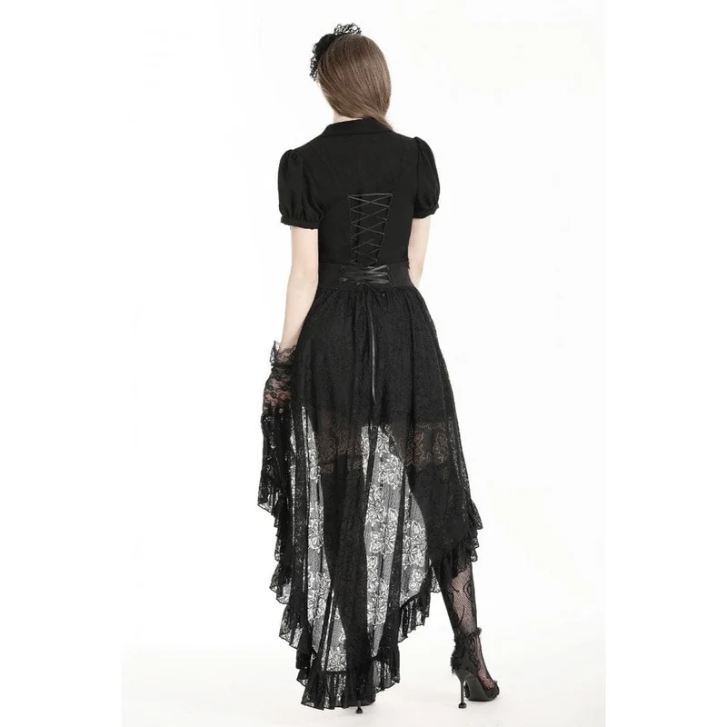Damen Gothic High/Low Spitzenrock