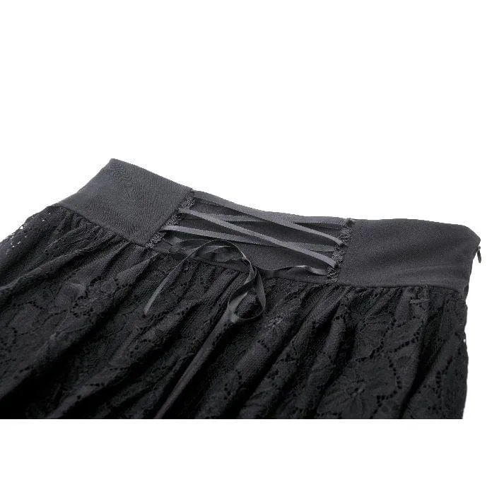 Damen Gothic High/Low Spitzenrock