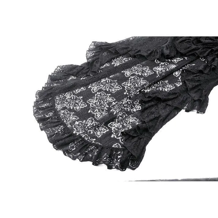 Damen Gothic High/Low Spitzenrock
