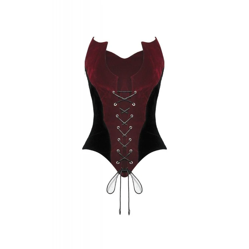Zweifarbiges Gothic-Fledermaus-Vollbrustkorsett für Damen