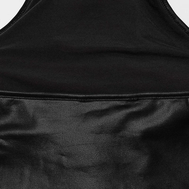 Damen Punk Cross Kunstpelz Splice Kunstlederweste