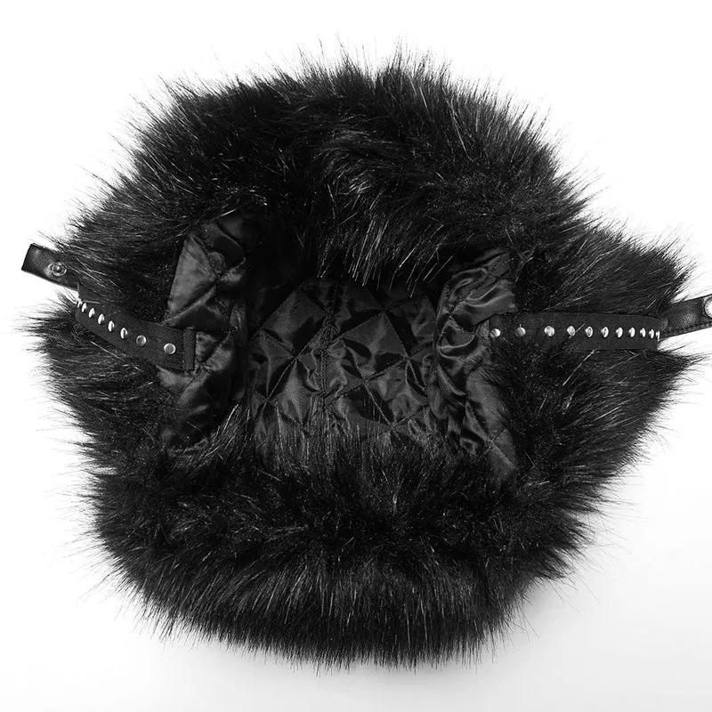 Damen Punk Skull Mesh Plüsch Splice Kunstlederhut