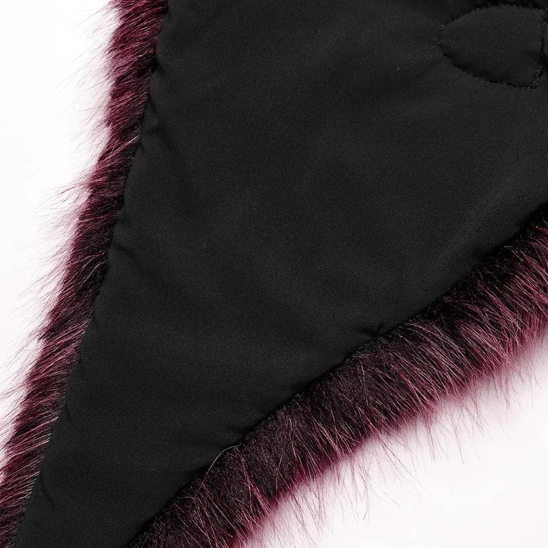 Gothic Stehkragen Farbverlauf Kunstpelz Cape für Damen Rot