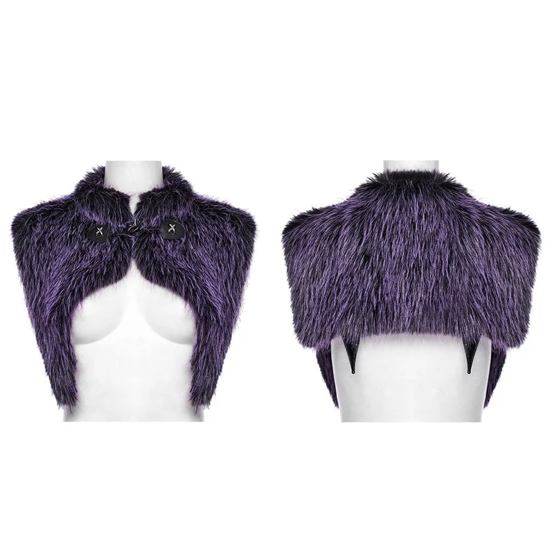 Gothic Stehkragen Farbverlauf Kunstpelz Cape für Damen Violett