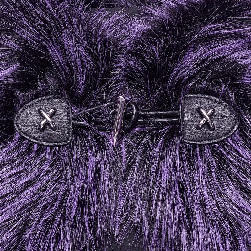Gothic Stehkragen Farbverlauf Kunstpelz Cape für Damen Violett