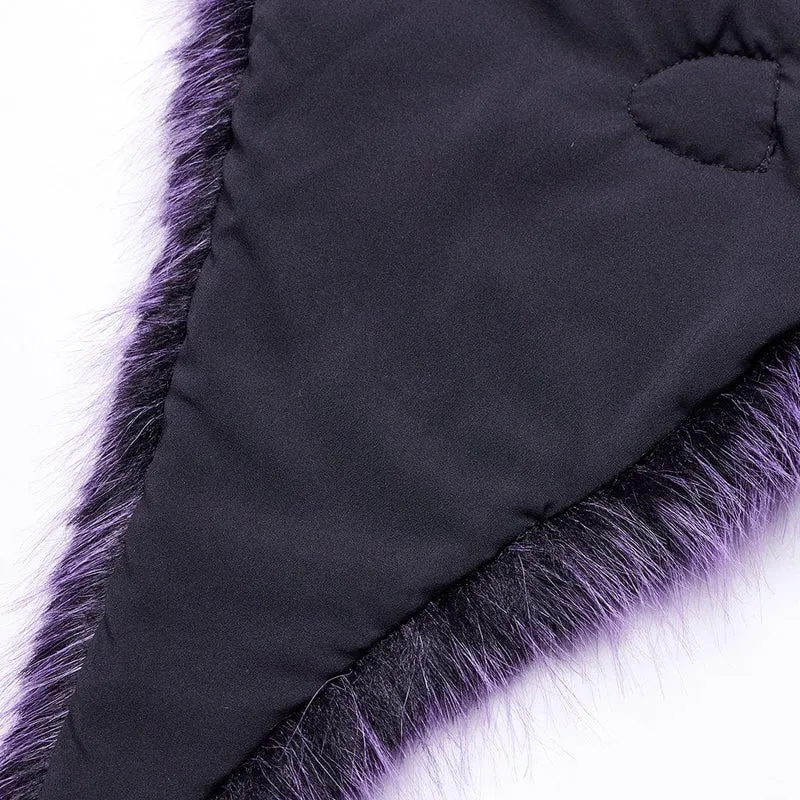 Gothic Stehkragen Farbverlauf Kunstpelz Cape für Damen Violett