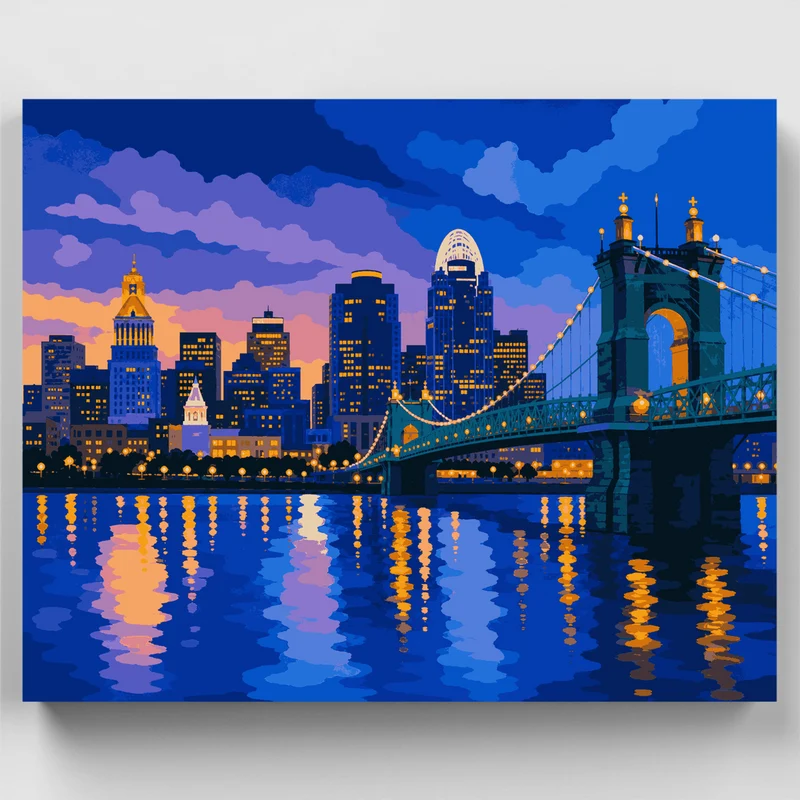 Suspension Bridge Skyline - Paint by Numbers Kit